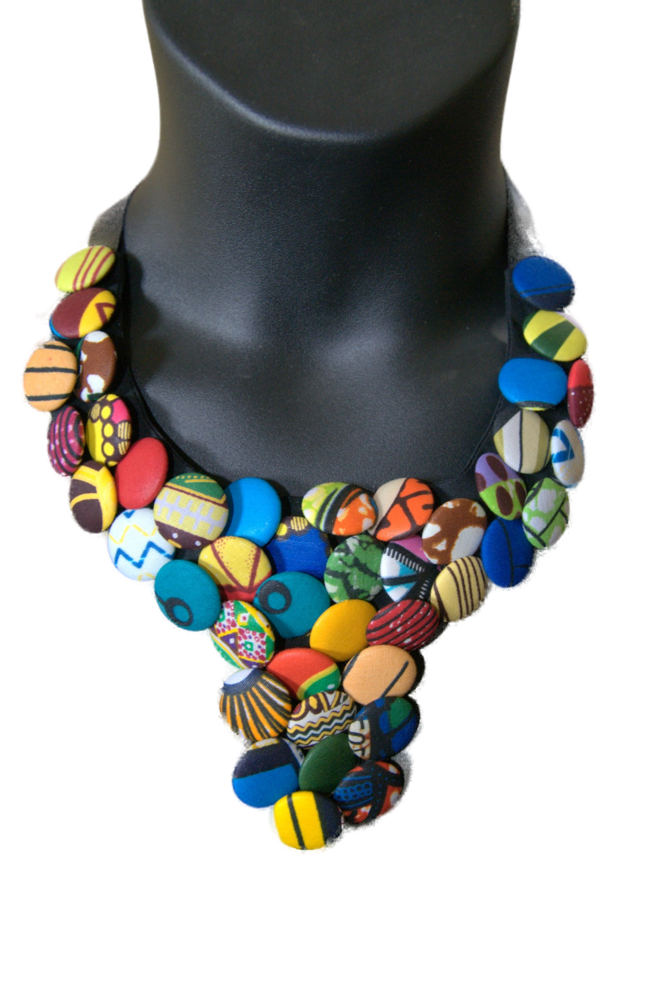 Village Cloth fabric button necklace
